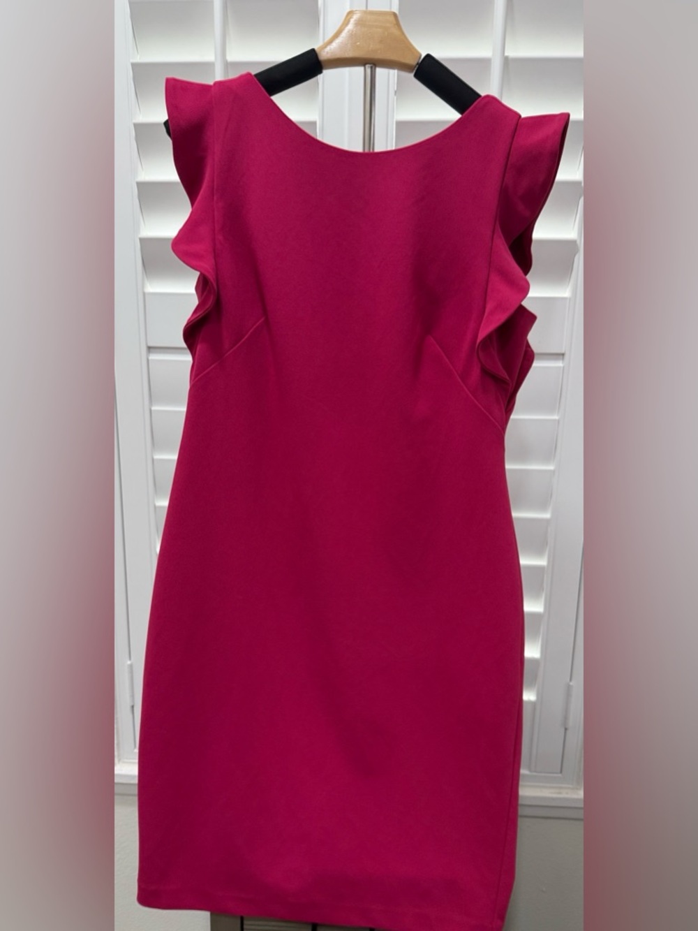 Calvin Klein Magenta Ruffle Sleeve Sheath Dress